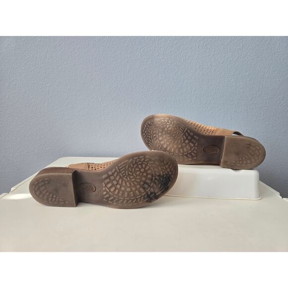 Sofft Leather Cutout Peep Toe Sandals Tan Women’s 5M Comfort Shoes Summer Fall - Picture 3 of 8